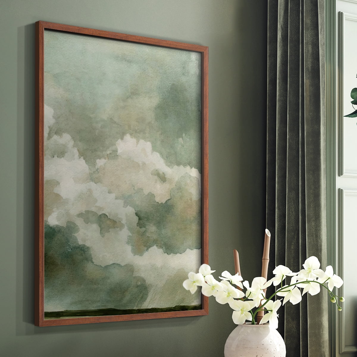Coming Rain II Framed Print in Brown Solid Wood Framed Print No Nail Hanging