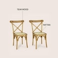 thumbnail image 4 of Cassis Classic Traditional X-Back Wood Rattan Dining Chair, Natural (Set of 2), 4 of 9