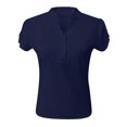 thumbnail image 4 of Siilsaa Women's Dressy Casual Tops Business Work Blouses White Button Down Shirts Cap Sleeve V Neck Tshirt BU1,L, 4 of 5