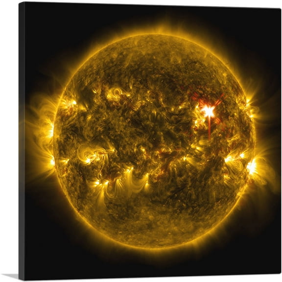 ARTCANVAS Burning Yellow Sun Star Canvas Art Print - Size: 18" x 18" (0.75" Deep)