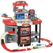 Qaba 65 Piece City Garage Playset Children Trolley w/ 6 Mini Racer Cars