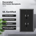 thumbnail image 2 of Tomacorriente Decorator con placas de pared, 15 amperios, 125 voltios, conexión a tierra resistente a manipulaciones, certificación UL, negro Micmi brillante (tomacorriente de 15 A con placas de pared, 2 of 5