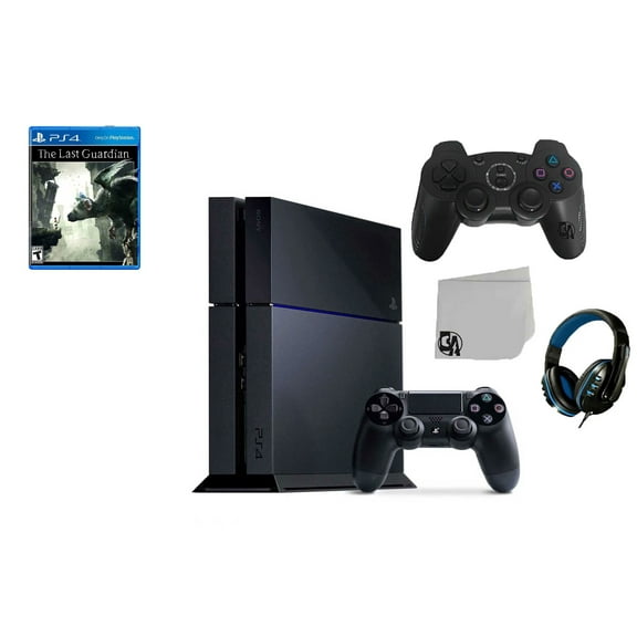 Pre-Owned Sony PlayStation 4 500GB Gaming Console Black 2 Controller Included with The Last Guardian BOLT AXTION Bundle