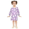 thumbnail image 2 of Girls' long-sleeved dress Cute White Pink Ghost Girls' A-line dress with ribbed cuffs Soft and comfortable, 2 of 6