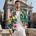 thumbnail image 3 of CHAQLIN Tropical Floral One Button Men's Suit, Slim Fit Polyester Men Suit Set for Daily Wear and Grooms Events, 3 of 8