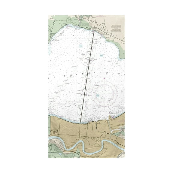 Betsy Drake BT11369 Lake Pontchartrain & Majrepas, LA Nautical Map Beach Towel