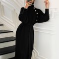 thumbnail image 7 of Quixlent Women's Turtleneck Sweater Midi Dress Button High Neck Long Sleeve Dress Fall Ribbed Knit Long Dress with Belt, 7 of 7