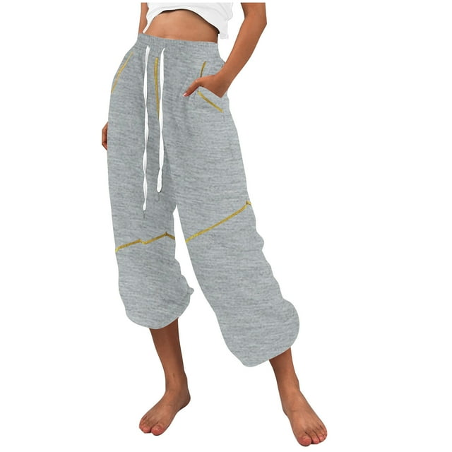 MeetoTime Women's Sweatpants 2024 Trendy Baggy Drawstring High Waist Jogging Workout Athletic Pants with Pockets