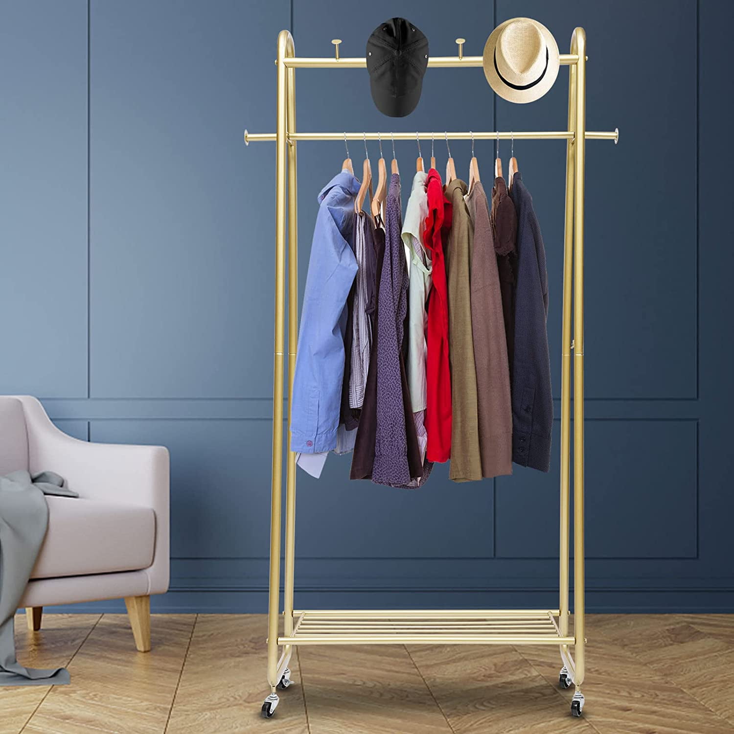 Buy Aohuada Industrial Pipe Rolling Clothing Rack Garment Rack Garment