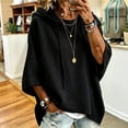 thumbnail image 2 of LNZGNM Hoodies for Women 3/4 Sleeve Solid Color Relaxed Hooded Everyday Breathable Pullover Daily Casual Outdoor,Black(L), 2 of 7