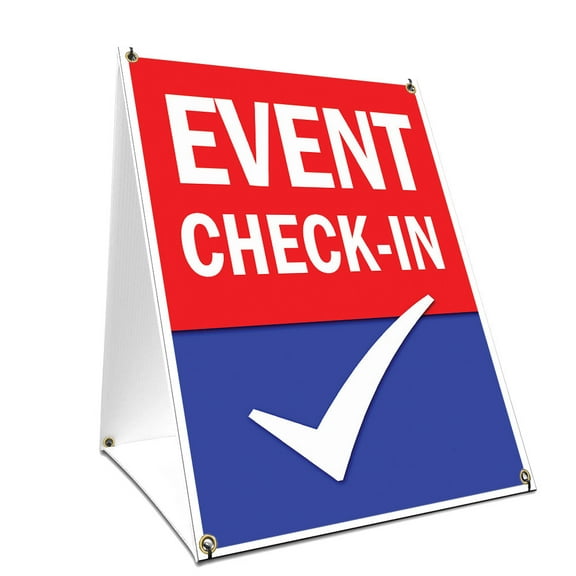 A-frame Sidewalk Event Check-in Sign With Graphics On Each Side | 18" X 24" Print Size