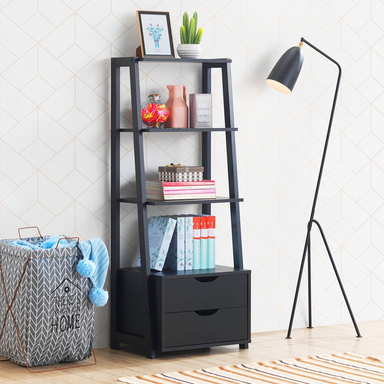 4-Tier Ladder Bookshelf – Rustic Oak Display Shelf, Sturdy Bookcase For Home Office Or Living Room-1039377