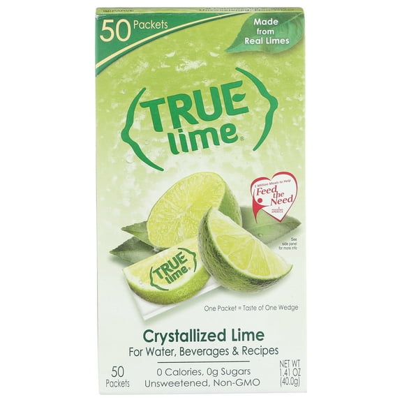 Pack of 6, True Citrus Crystallized Lime 50 Packets , 1.41 oz