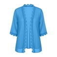 thumbnail image 7 of yoeyez Women's Chiffon Cardigan Lace Trim 3/4 Sleeve Kimono Cardigan Fashion Open Front Sheer Lightweight Cover Up Top Summer 2026 Blue,M, 7 of 7