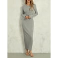 thumbnail image 6 of Lnzyyephy Women Crew Neck Long Sleeve Knit Dress, Elegant Ribbed Solid Fall Long Dress Streetwear Size S-L, 6 of 9