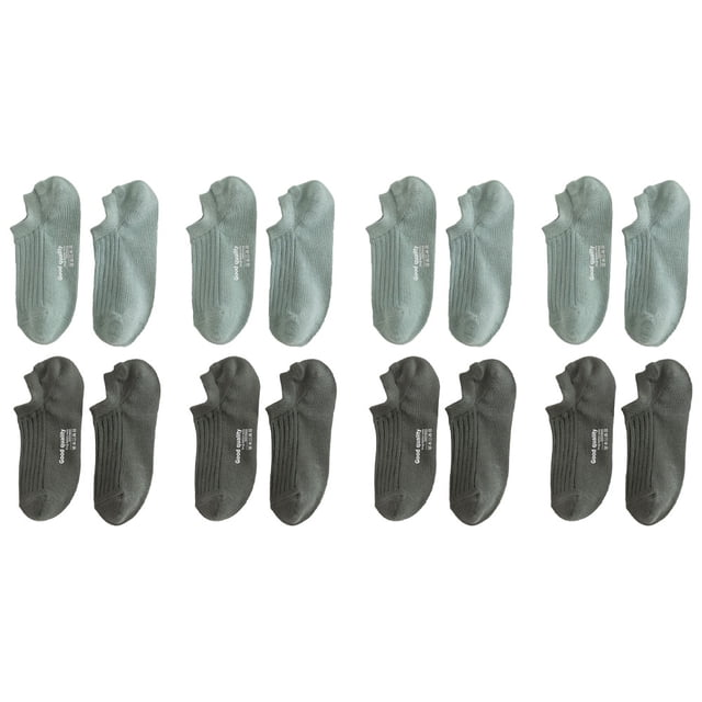 Paquete de 8 calcetines invisibles de algodón antideslizantes con cojín informal para hombre con silicona, calcetines cómodos
