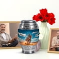 thumbnail image 6 of JAGASY Cowboy Memorial Tiny Urn for Girl, Blue Small Urns for Human Ashes Keepsake, Blue Sky & White Clouds Decorative Urns for Child, Horse Funeral Urn for Boy, (3 Inch), 6 of 7