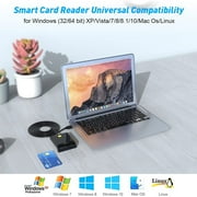 Smart Card Reader DOD Military USB Common Access CAC, Compatible with Windows, Mac OS and Linux