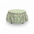 thumbnail image 3 of Floral Ottoman Cover, Laurel Wreath Illustrations, 2 Piece Slipcover Set with Ruffle Skirt for Square Round Cube Footstool Decorative Home Accent, Standard Size, Lime Green Yellow Green, by Ambesonne, 3 of 5