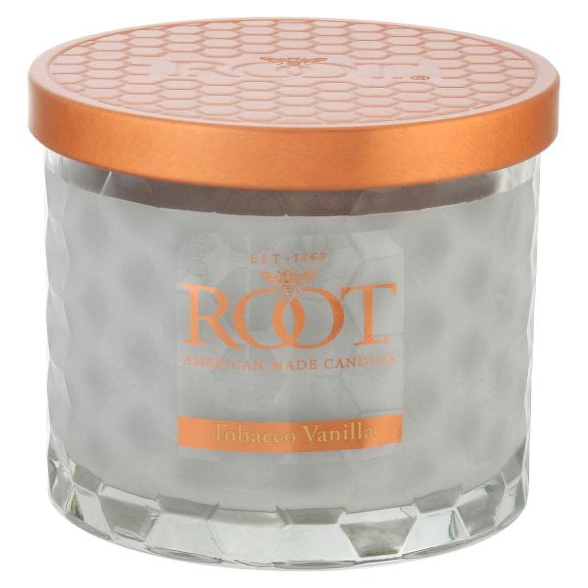 ROOT Candles 12 oz 3-Wick Signature Honeycomb filled Jar. Scent: Tobacco Vanilla