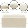 thumbnail image 2 of Fabric Collapsible Storage Bins, 2 Packs Cloth Storage Cubes with Wooden Handles, Stow Home Items Shelf Baskets, Rectangular Storage Basket for Decor, Shelves and Closet Organizer Bins (Beige), 2 of 6