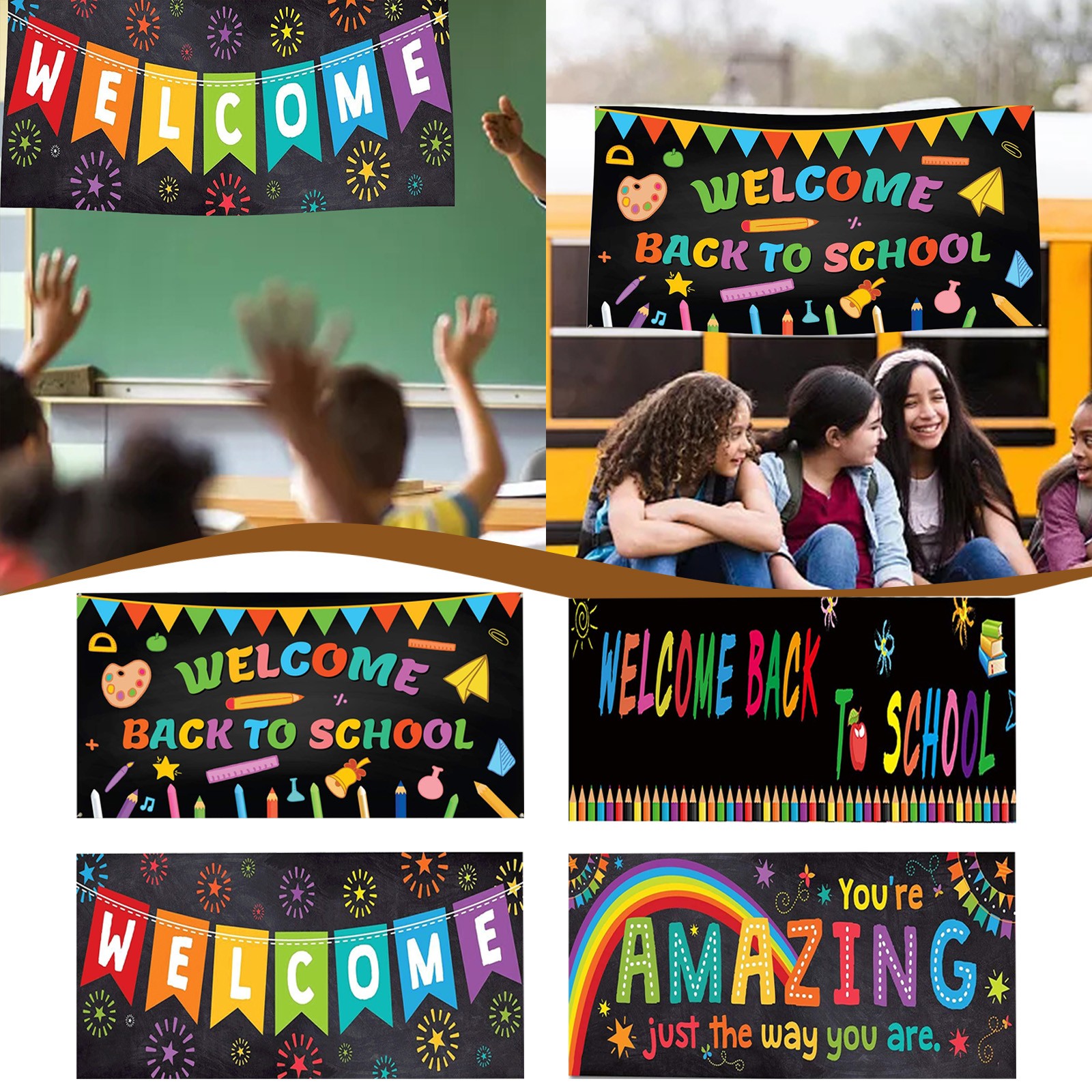 WNG Back to School Banner Fabric Wall Decoration for School