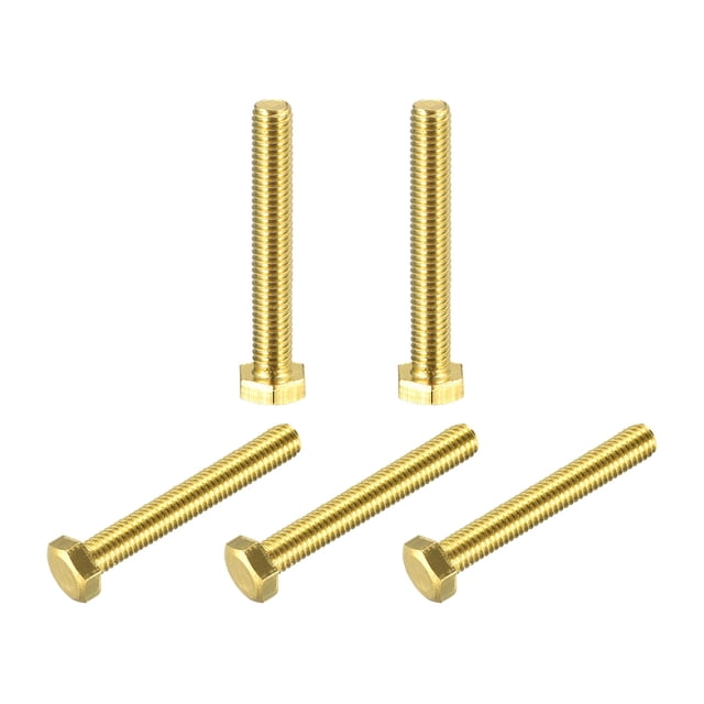 Unique Bargains Brass Hex Bolts, M5x35mm 5 Pack Fully Thread Grade 4.8 Machine Screws
