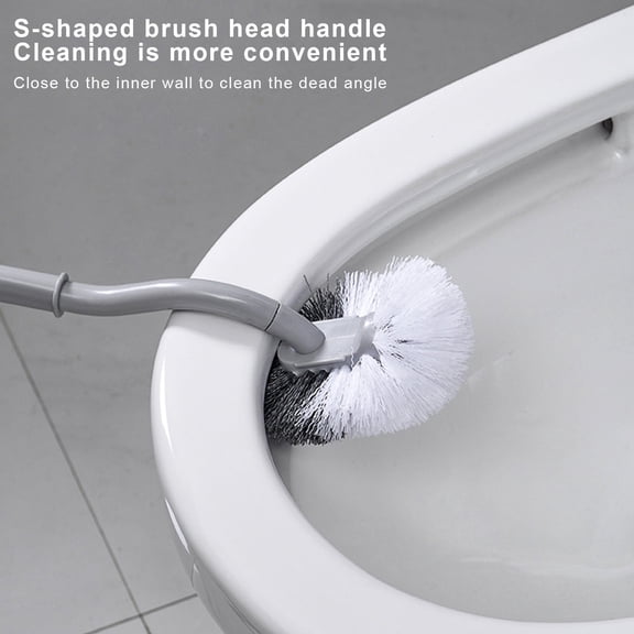 ACDANC Toilet Bowl Brush and Holder,Curved Design for Deep Cleaning Under Rim,Best Set for Bathroom,Compact Cleaner Brush,1 Pack