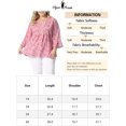 thumbnail image 6 of Agnes Orinda Women's Plus Size Pleated V Neck 3/4 Sleeves Floral Blouse 1X Pink, 6 of 6
