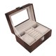 thumbnail image 3 of Organizador portátil de gran capacidad para guardar de forma segura relojes y joyas de lujo en color marrón, 3 of 8