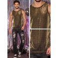 thumbnail image 4 of DARING DIVA Men's Glitter Tank Top Sleeveless Disco See Through Sparkly Vest M Golden, 4 of 7