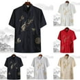 thumbnail image 6 of Mens Chinese Clothing Top Mandarin Collar Short Sleeve Embroidery Dragon Shirt, 6 of 6