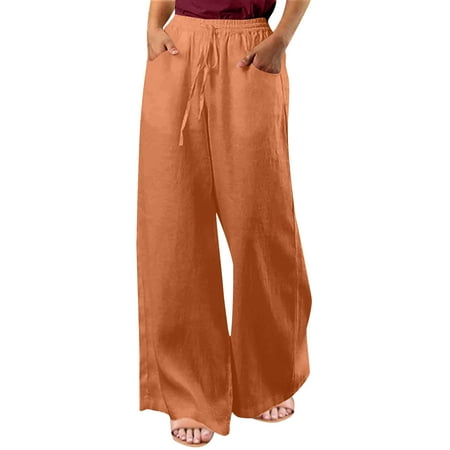 

LYXSSBYX Womens Pajama Pants Clearance Fashion Womens Casual Solid Color Elastic Loose Pants Straight Wide Leg Trousers Pants