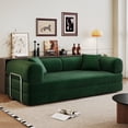 thumbnail image 3 of Convertible Floor Sofa Bed, 78.8" Compression Futon Couch Sleeper with Pillow Back Support, Corduroy Fabric Modular Sectional Loveseat for Living Room, Bedroom, Apartment, Green, 3 of 10