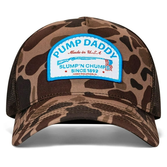 Combat Iron Pump Daddy Slump'n Chumps Usa Patch Snapback Dark Buck Duck Camo / Brown