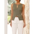 thumbnail image 4 of Gupgi Women Ribbed Tank Tops Slim Vest Solid Color Button Down Round Neck Sleeveless Shirt Top, 4 of 9