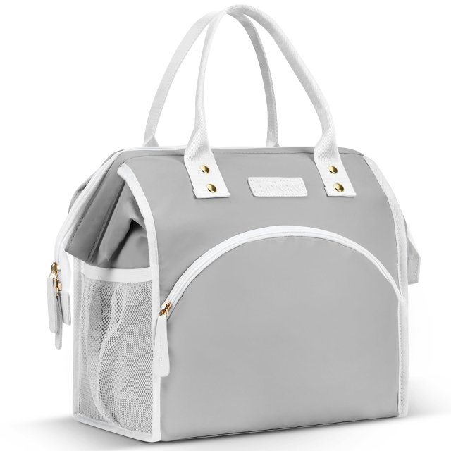 Bolsa de almuerzo LOKASS, grande, aislante, impermeable, gris