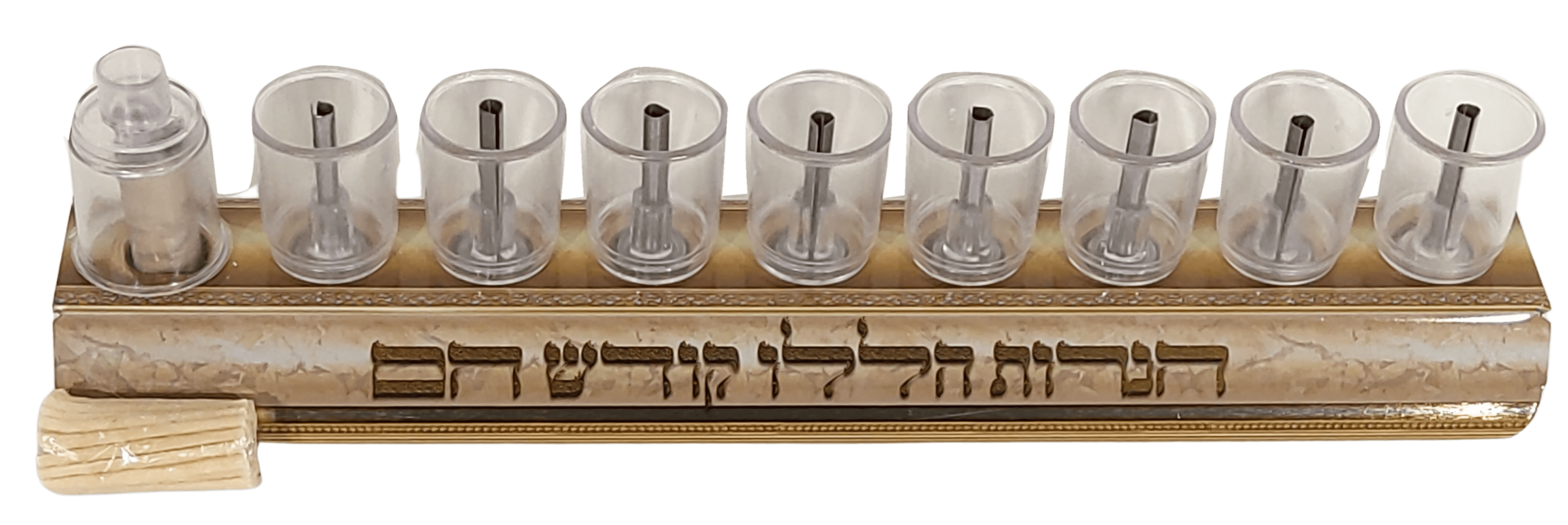 AmJudaica & Gifts Aluminum Oil menorah With Glass Cups And Tzinoros (6