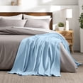 thumbnail image 4 of Bare Home Waffle Blanket - 100% Cotton - Lightweight & Breathable - King/Cal King, Light Blue, 4 of 5