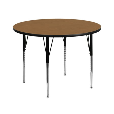 UPC: 0847254024907 | Flash Furniture Wren 42 Round Oak Thermal Laminate Activity Table – Standard Height Adjustable Legs