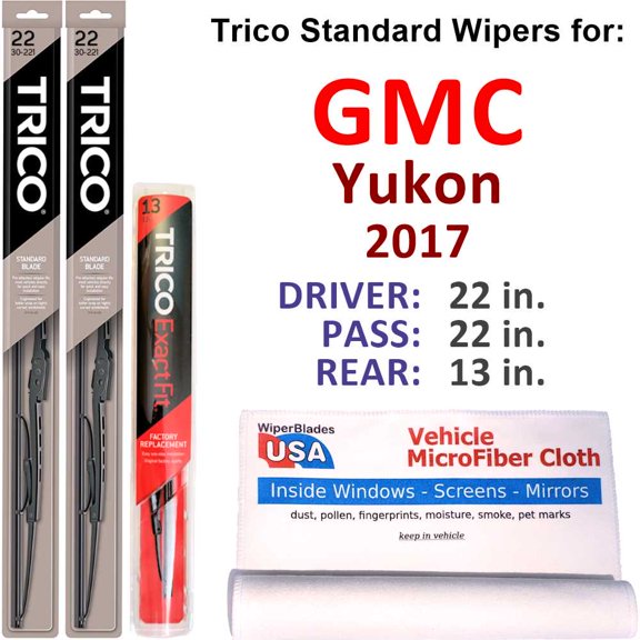 2017 GMC Yukon Wiper Blades (Set of 3) w/Rear Wiper
