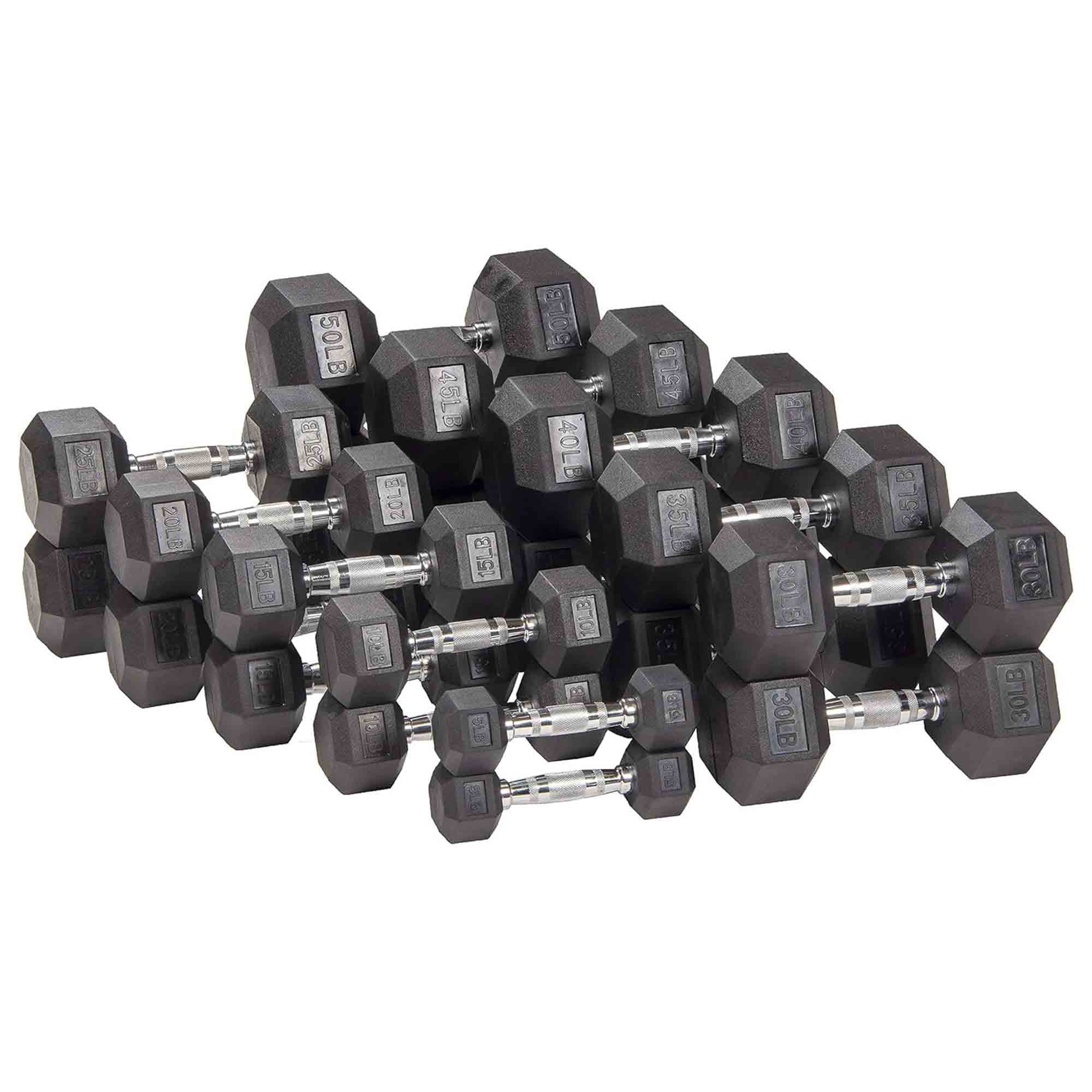 Signature Fitness Hex Dumbbells Workout Equipment Set of 5, 10, and 15 lbs