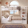thumbnail image 2 of Twin Over Twin Kids/Teens Bunk Bed with Buit-In Staircase, Wooden Storage Bed Frame with 6 Drawers, 2 of 12