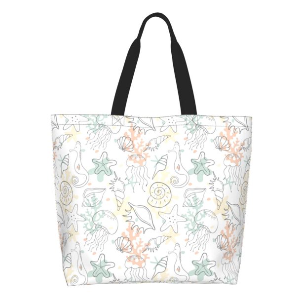 Balery Sea Animals Bolsa Tote Estilo Estético con Cremalleras, Bolsa de Hombro, Bolsa de Compras Grande y Plegable