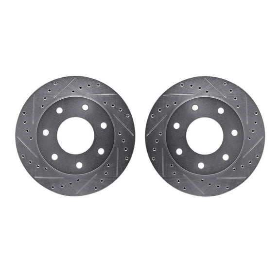 Dynamic Friction Company Front Brake Rotors-Drilled and Slotted-Silver 7002-54095