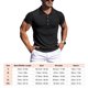 thumbnail image 2 of Camisas musculosas de manga corta para hombre Camisa de entrenamiento ajustada a rayas de color puro con cuello vuelto, 2 of 2