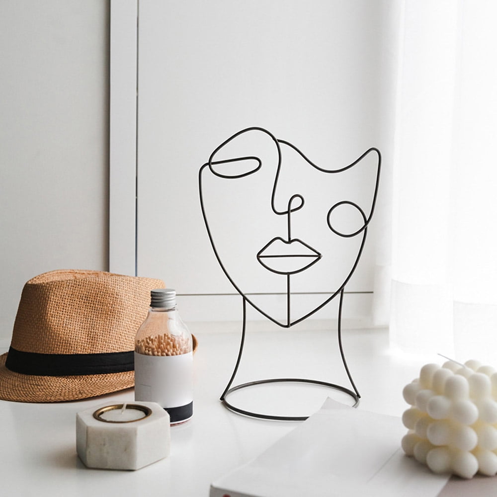 Single Line Face Art Black Decorative Statue in Minimalist Design as Abstract Decoration for Any Home HPGCS Modern Decorative Figure