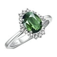 thumbnail image 4 of RYLOS Rings for Women Sterling Silver Ring with 7X5MM Oval Gemstone &  Sparkling Diamonds September Green Sapphire Jewelry Size 10, 4 of 7