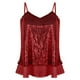 thumbnail image 5 of Moda Casual para mujer sólido Patchword lentejuelas cuello en V Crop Tanks Top señoras Camis chaleco Fridja qr463, 5 of 5