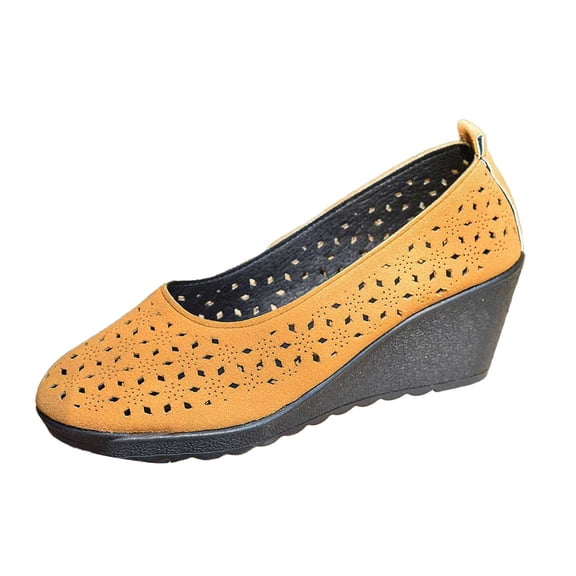 Casual On Shoes for Women with Memory Foam Comfort Women's Casual Shoes Fashion Hollow Out Wedge Heel Comfortable On Ladies Loafers For Daily Wear With Jeans